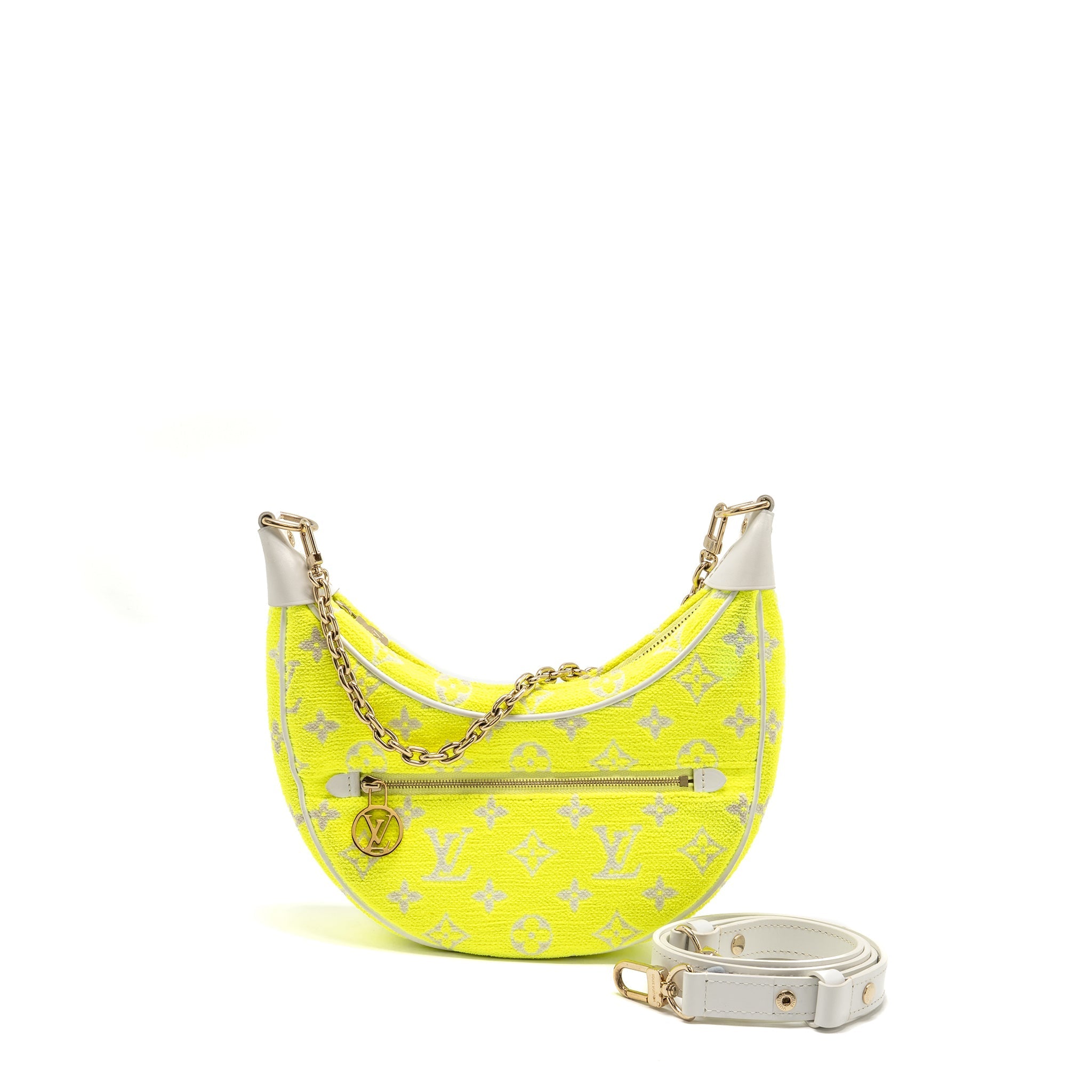 LOUIS VUITTON LOOP PM HALF-MOON BAGUETTE JACQUARD MONOGRAM YELLOW/WHITE GHW