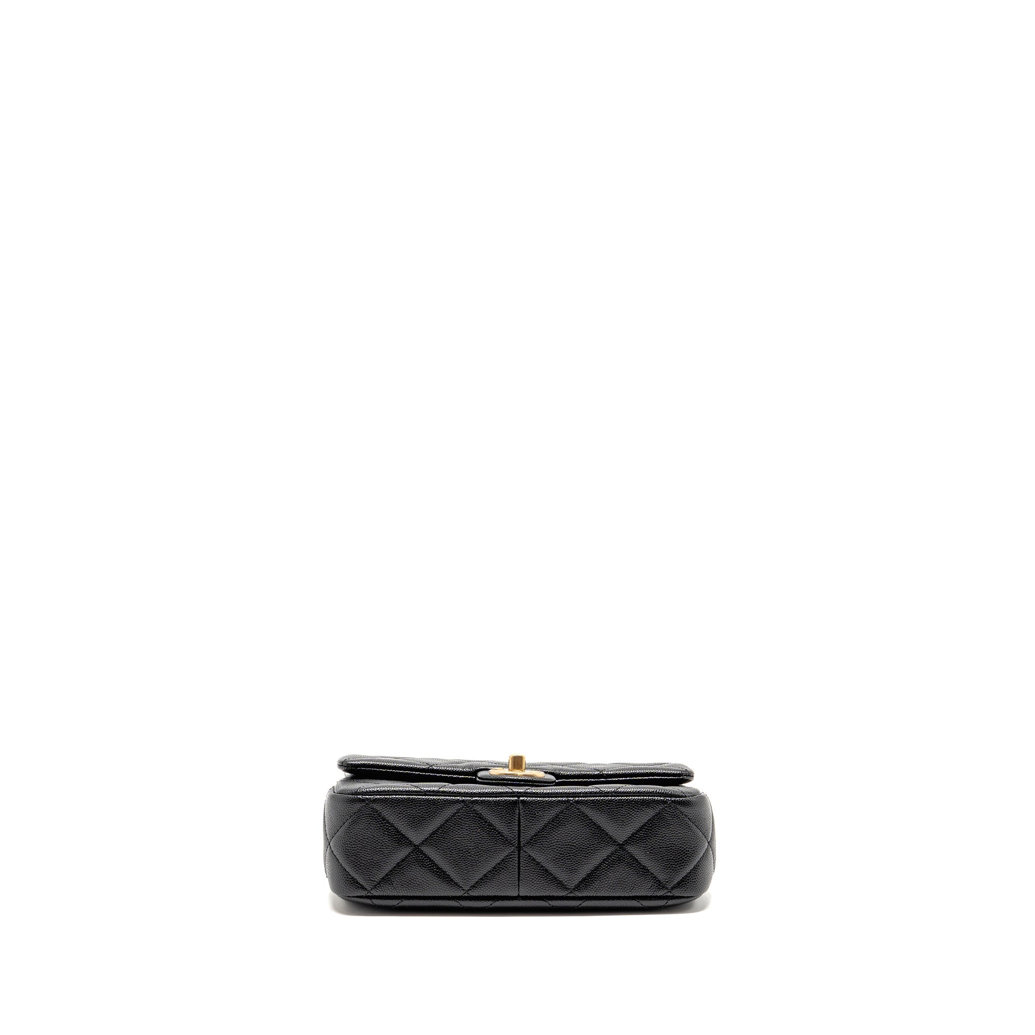 CHANEL GIANT BLACK CHAIN MINI FLAP BAG CAVIAR BLACK GHW (MICROCHIP)