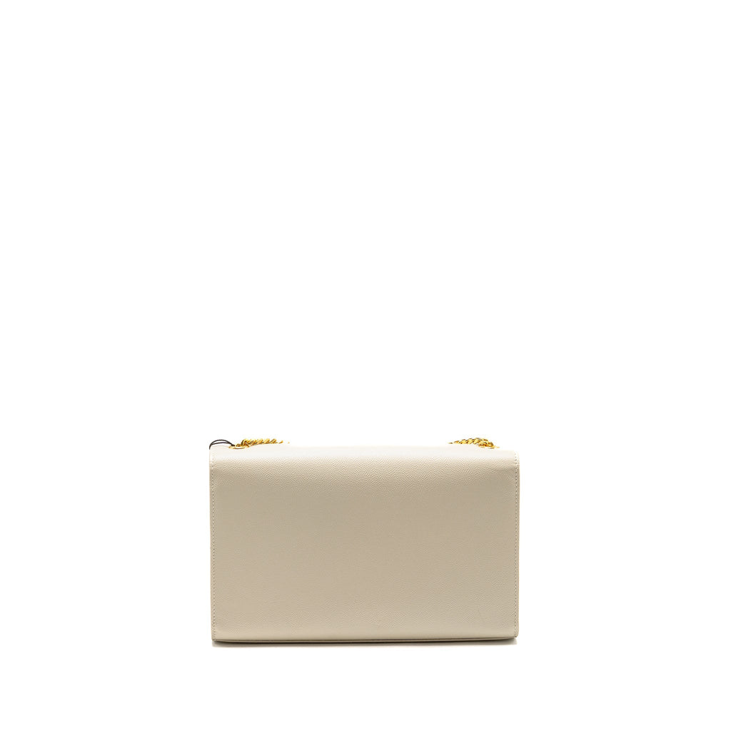 SAINT LAURENT/YSL MEDIUM KATE BAG GRAINED CALFSKIN WHITE GHW
