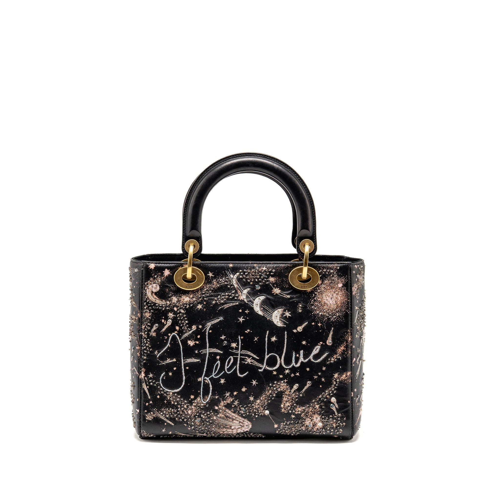 DIOR MEDIUM LADY DIOR I FEEL BLUE LIMITED EDITION EMBELLISHED LAMBSKIN MULTICOLOUR GHW