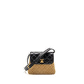 CHANEL 25A SUEDE PATCHWORK MINI CROSSBODY BAG LAMBSKIN BROWN/BLACK GHW (MICROCHIP)