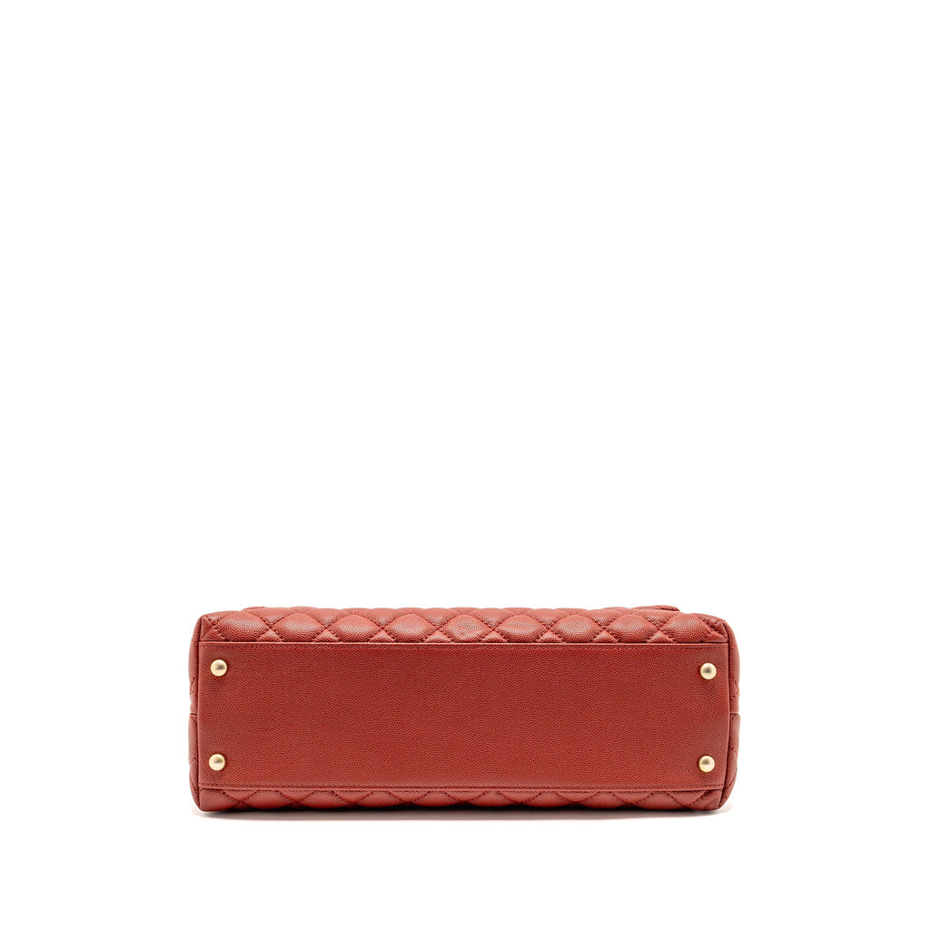 CHANEL LARGE COCO HANDLE WITH LIZARD HANDLE CAVIAR RED GHW
