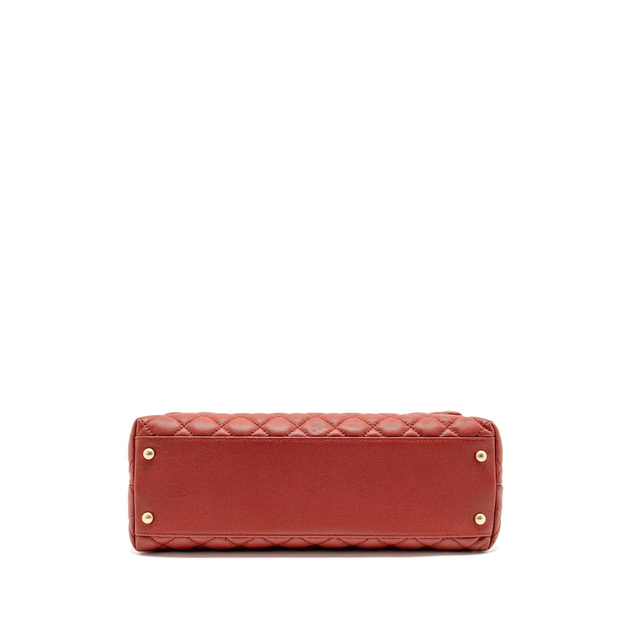 CHANEL LARGE COCO HANDLE WITH LIZARD HANDLE CAVIAR RED GHW