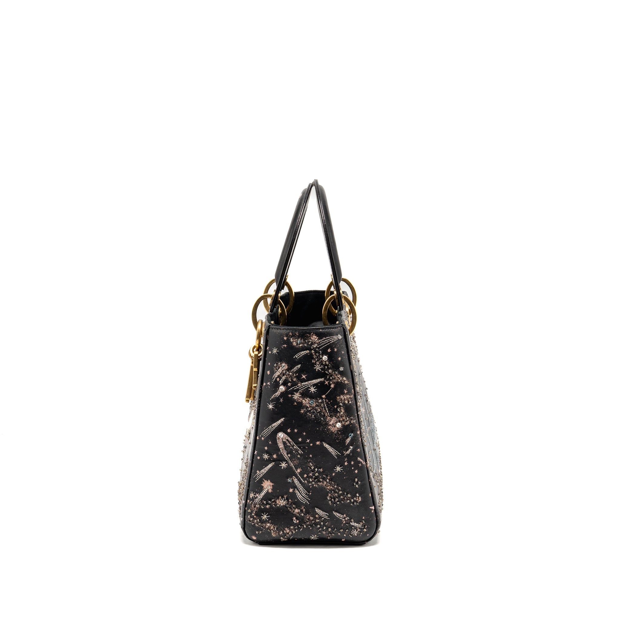 DIOR MEDIUM LADY DIOR I FEEL BLUE LIMITED EDITION EMBELLISHED LAMBSKIN MULTICOLOUR GHW