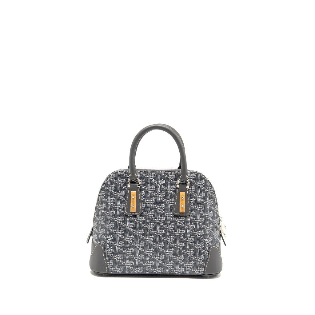 GOYARD VENDOME MINI BAG GOYARDINE CANVAS/CHEVROCHES CALFSKIN GREY SHW
