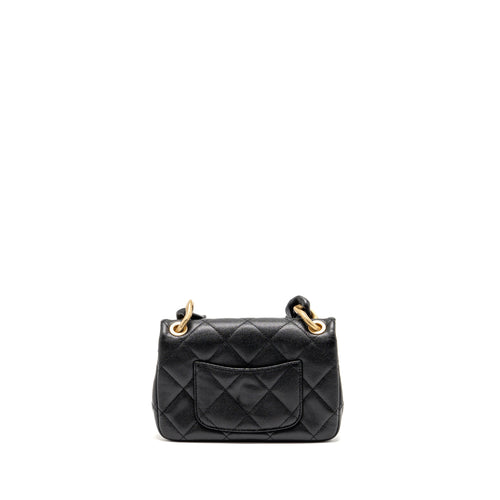 CHANEL GIANT BLACK CHAIN MINI FLAP BAG CAVIAR BLACK GHW (MICROCHIP)