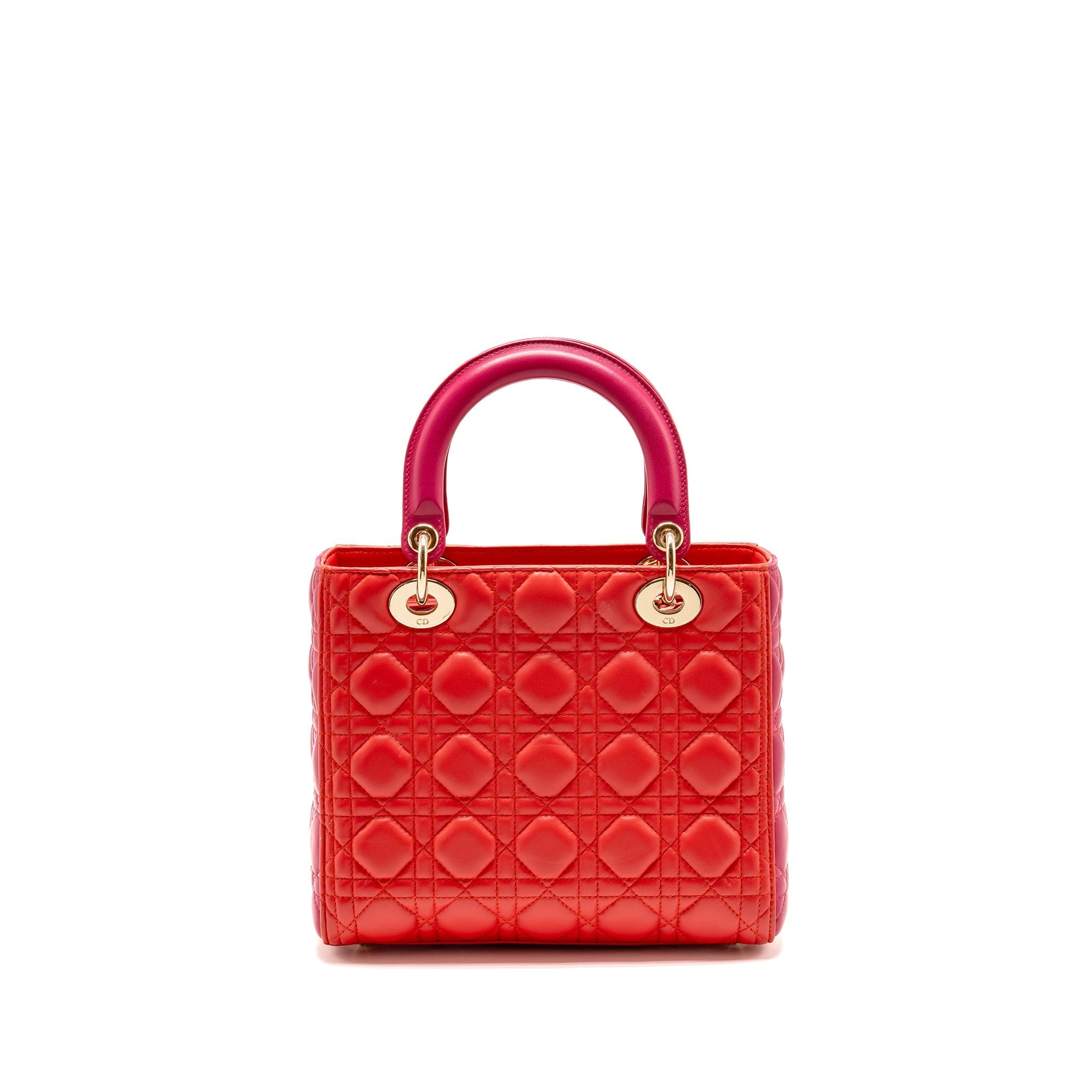 DIOR MEDIUM LADY DIOR LAMBSKIN DARK PINK/PURPLE LGHW