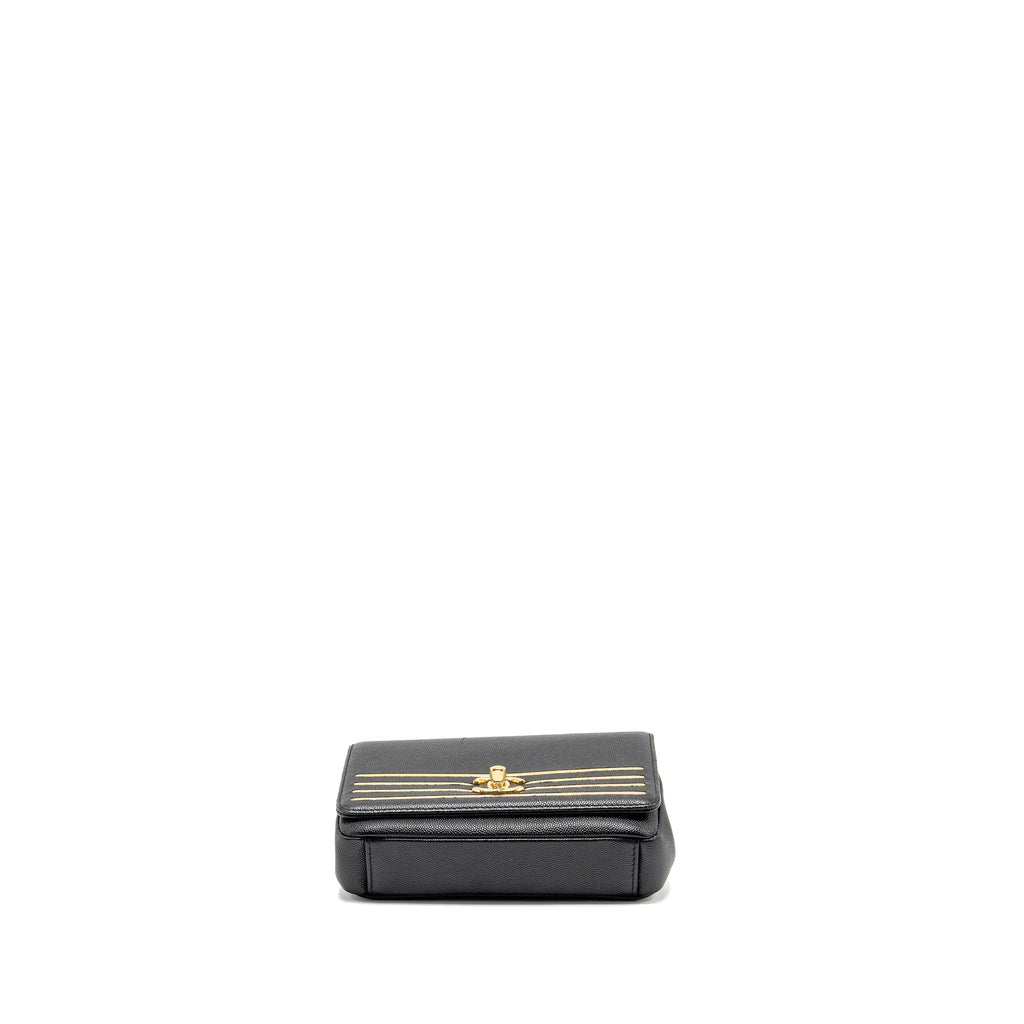 CHANEL 19C CAPTAIN GOLD BELT WAIST BAG CAVIAR BLACK GHW