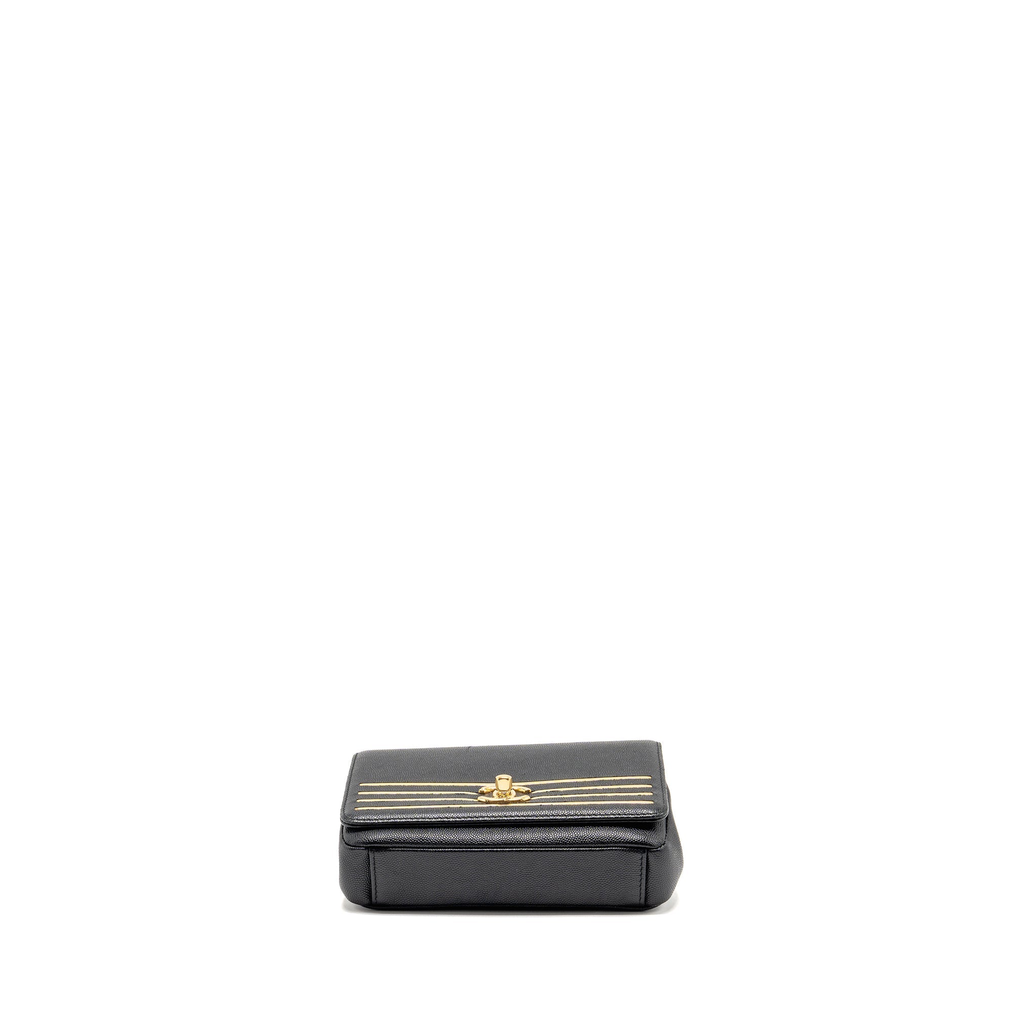 CHANEL 19C CAPTAIN GOLD BELT WAIST BAG CAVIAR BLACK GHW