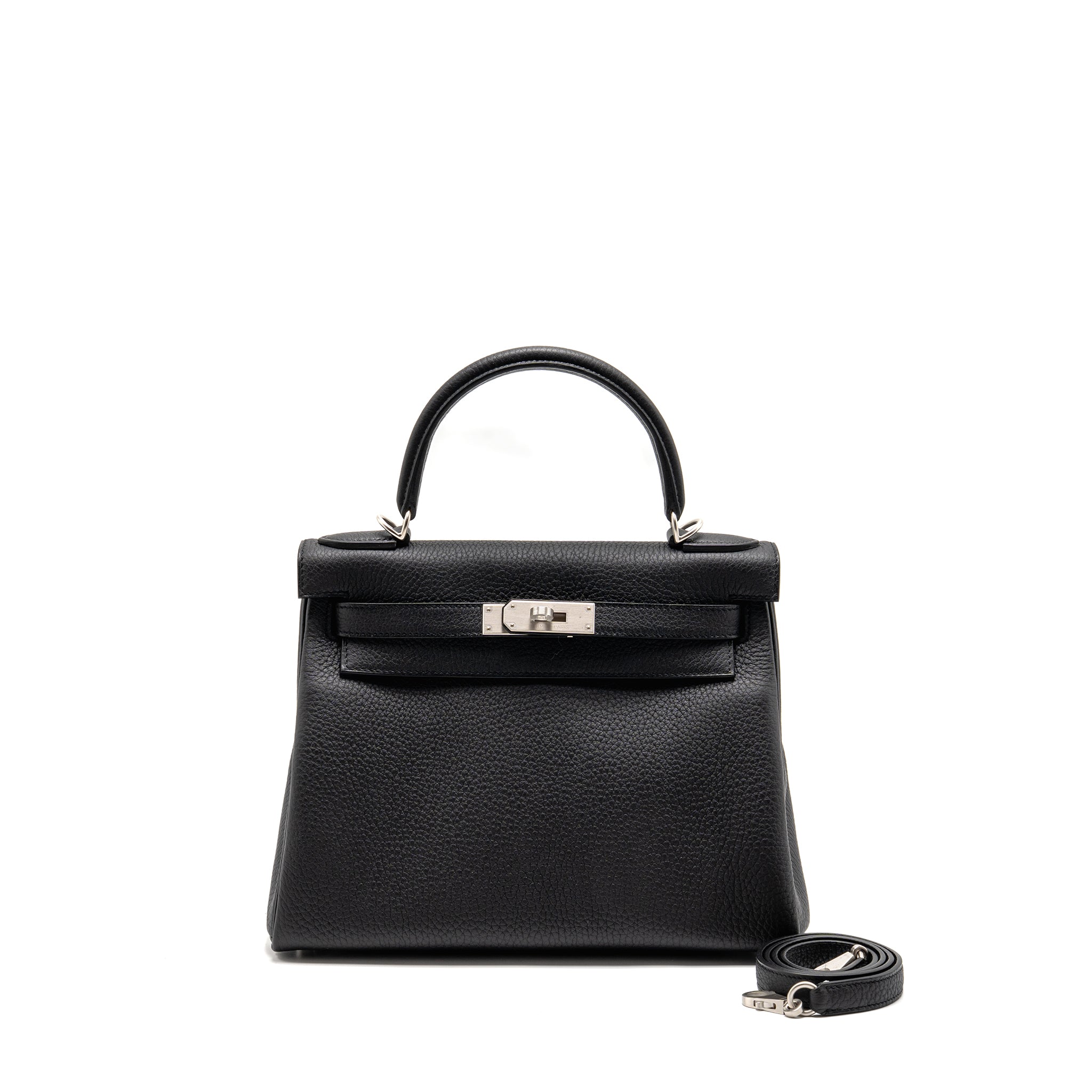 HERMES KELLY 28 TOGO BLACK BRUSHED SHW