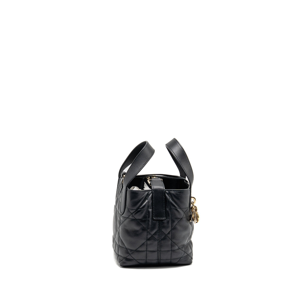 DIOR TOUJOURS VERTICAL NANO TOTE BAG CALFSKIN BLACK LGHW
