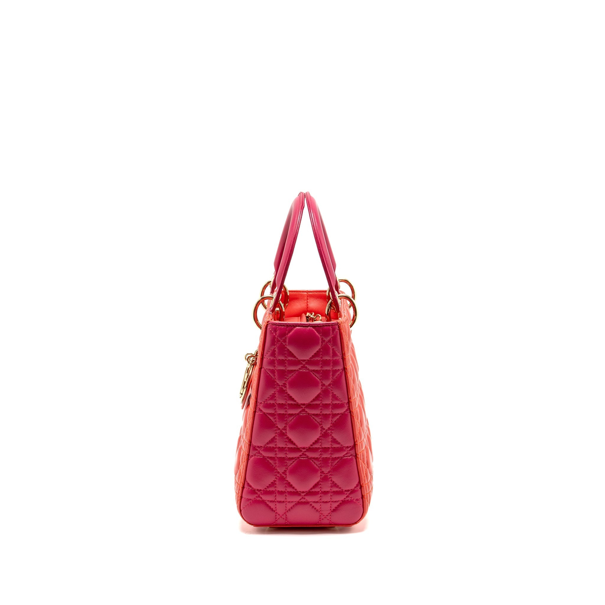 DIOR MEDIUM LADY DIOR LAMBSKIN DARK PINK/PURPLE LGHW