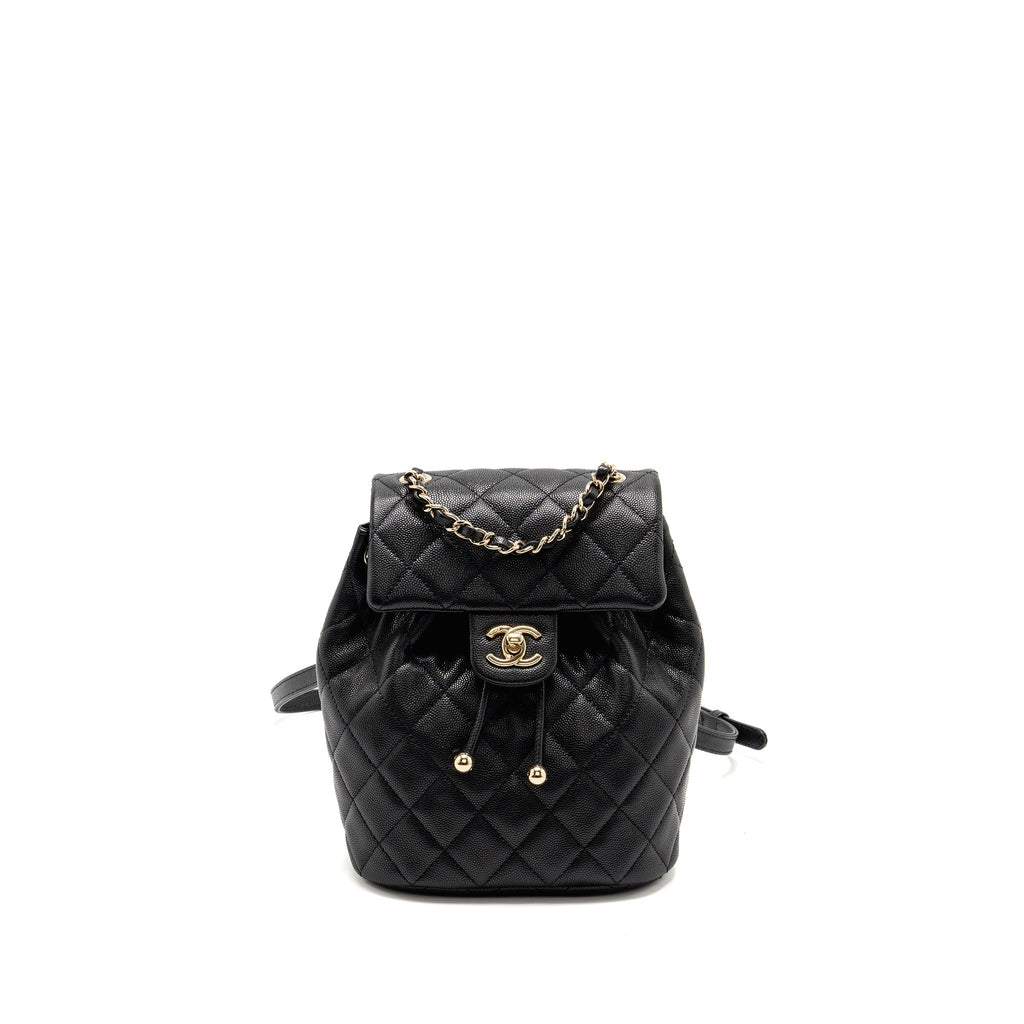 CHANEL QUILTED MINI BACKPACK CAVIAR BLACK LGHW (MICROCHIP)