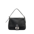 FENDI ZUCCA MAMMA BAGUETTE BAG FF LOGO CANVAS BLACK SHW
