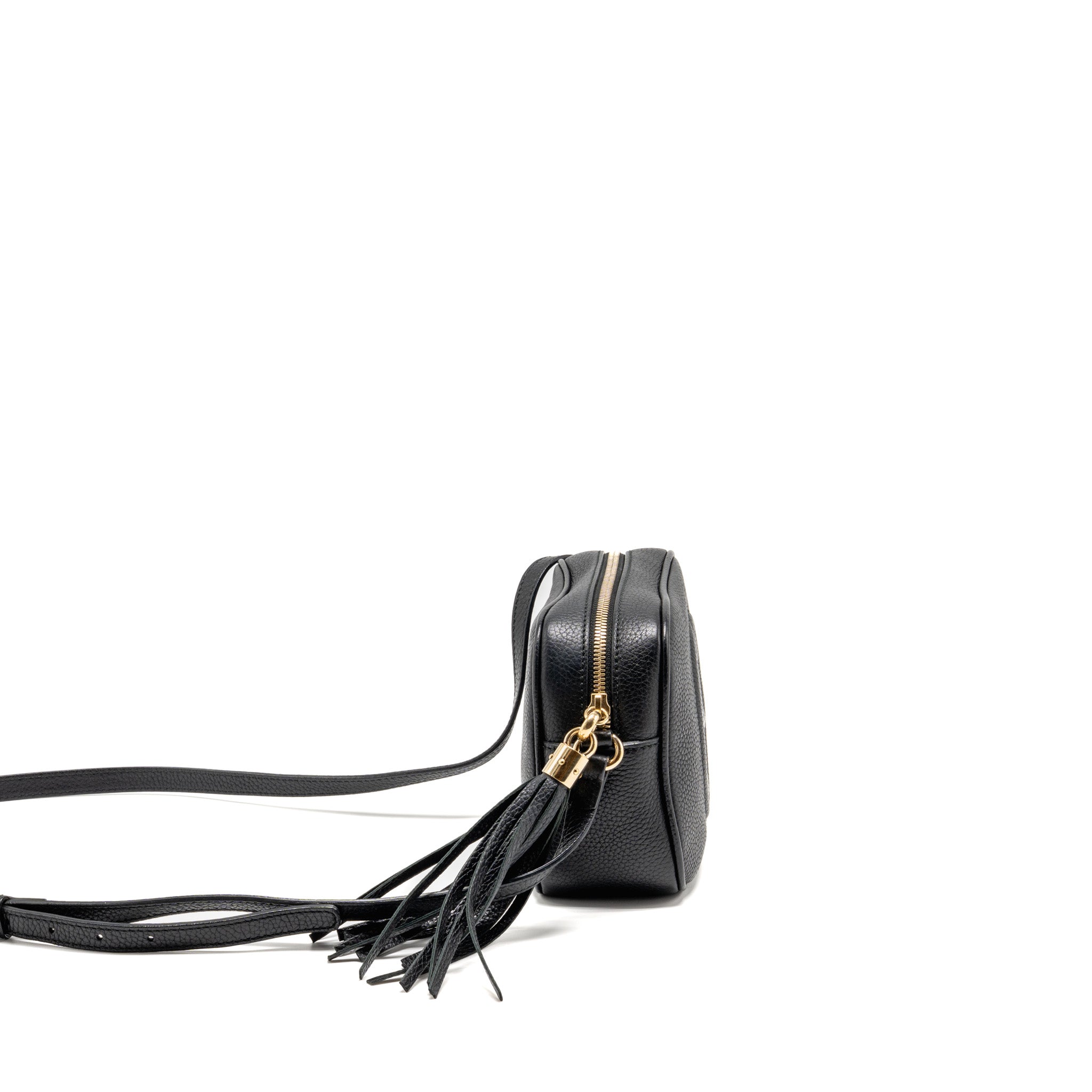 GUCCI SOHO DISCO CAMERA CROSSBODY BAG CALFSKIN BLACK LGHW