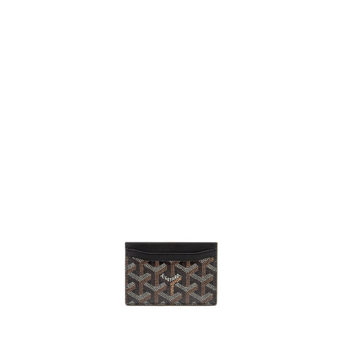 GOYARD SMALL CARD CASE GOYARDINE CANVAS/ CALFSKIN BLACK