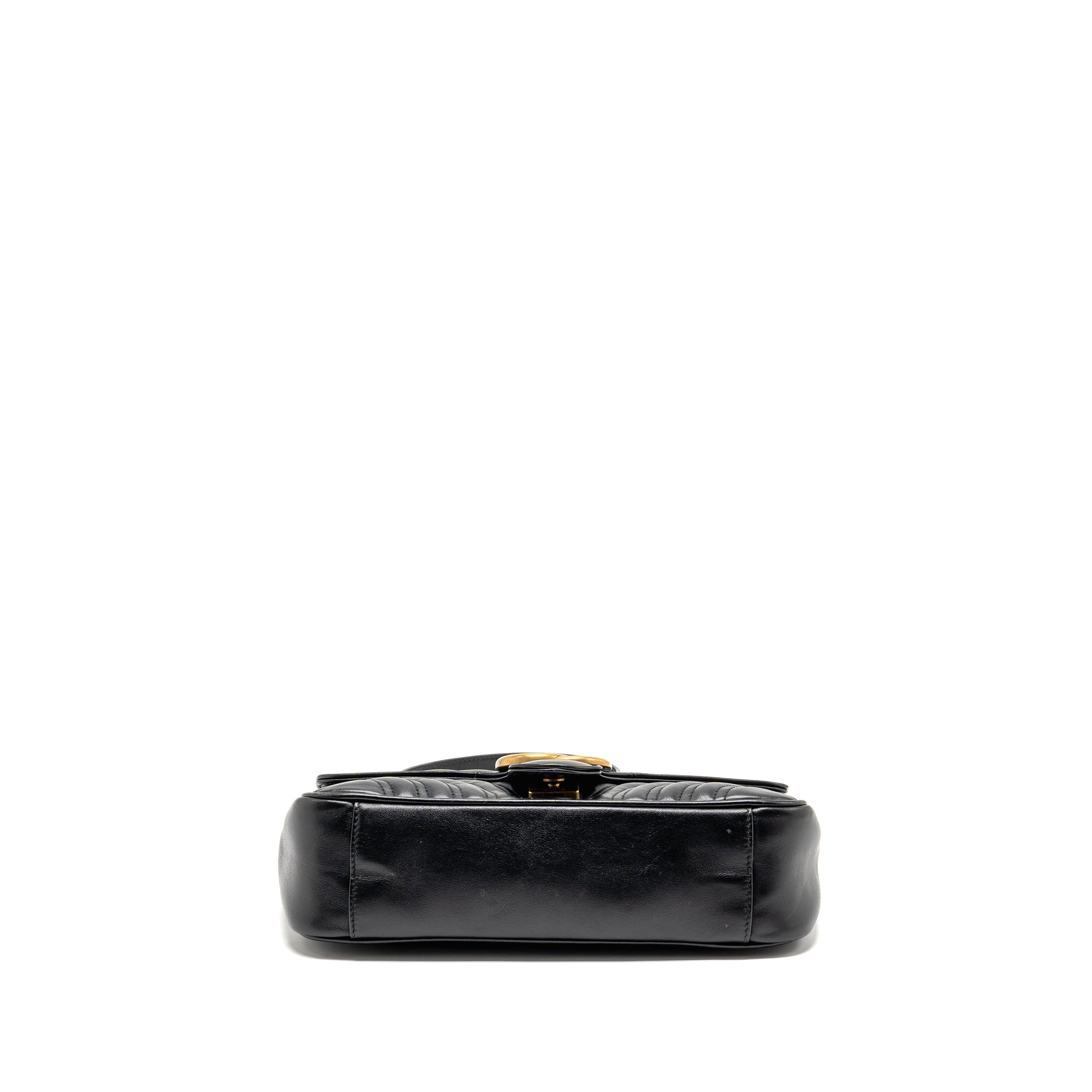 GUCCI MEDIUM GG MARMONT SHOULDER BAG CALFSKIN BLACK GHW