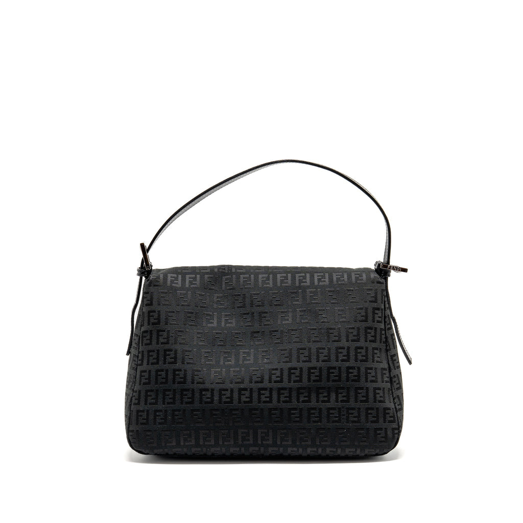 FENDI ZUCCA MAMMA BAGUETTE BAG FF LOGO CANVAS BLACK SHW