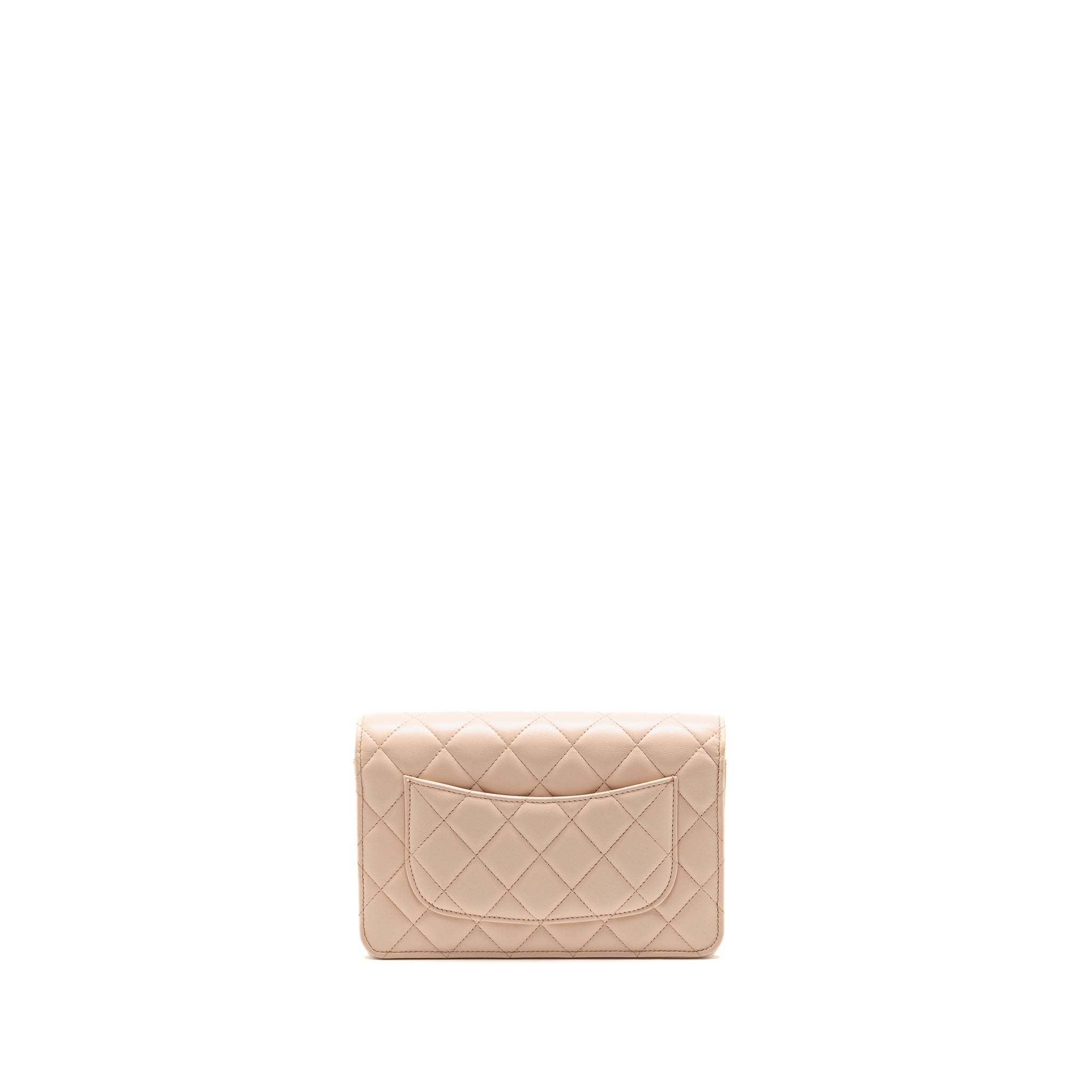 CHANEL PEARL CRUSH WALLET ON CHAIN LAMBSKIN LIGHT PINK GHW (MICROCHIP)