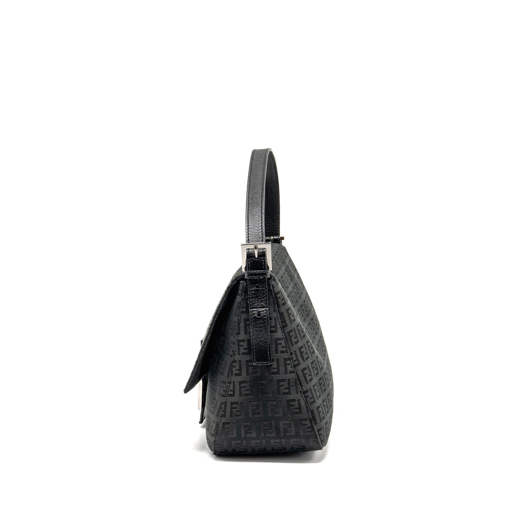 FENDI ZUCCA MAMMA BAGUETTE BAG FF LOGO CANVAS BLACK SHW