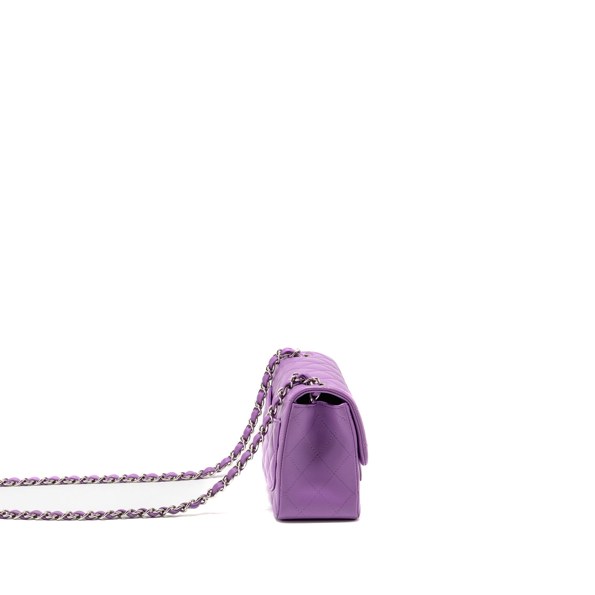 CHANEL MINI SQUARE FLAP BAG LAMBSKIN PURPLE SHW