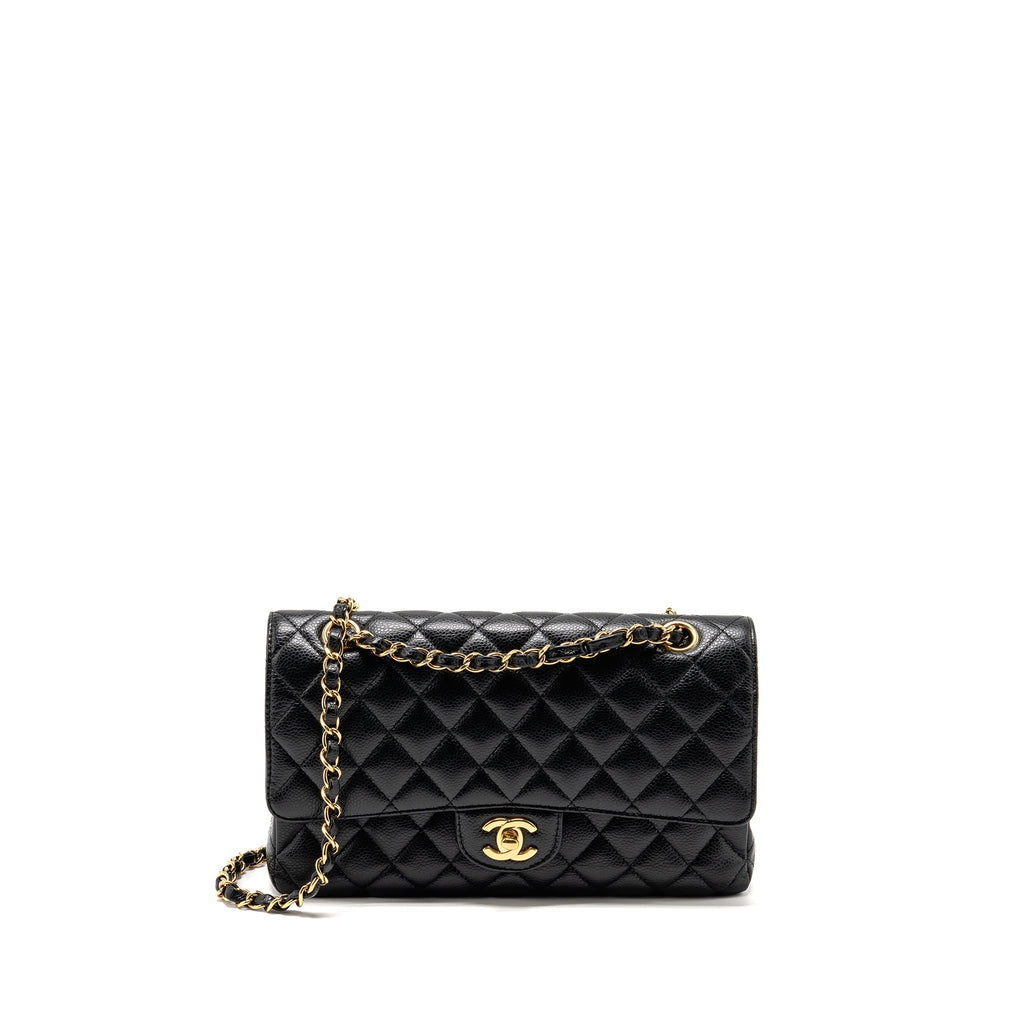 CHANEL MEDIUM CLASSIC DOUBLE FLAP BAG CAVIAR BLACK GHW