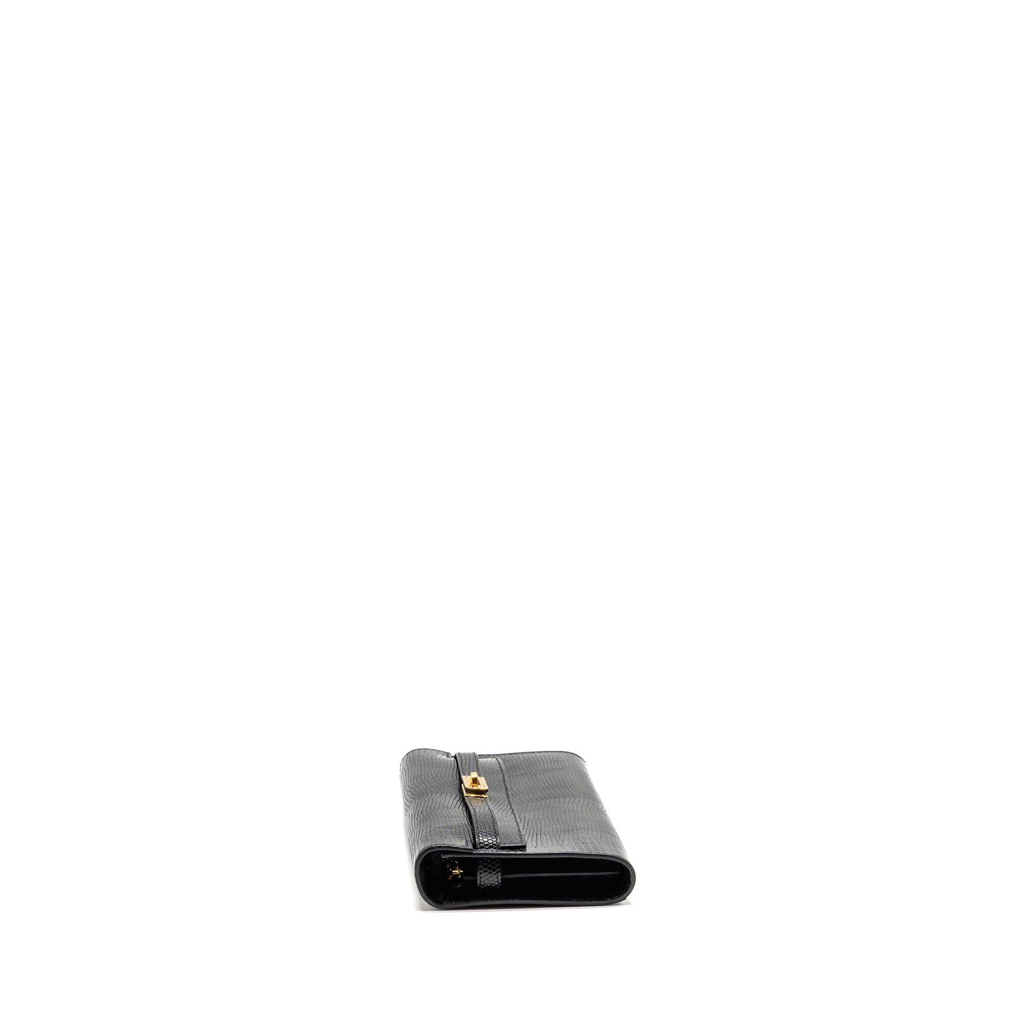 HERMES KELLY TO GO LIZARD NILOTICUS LISSE BLACK GHW