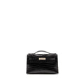 HERMES KELLY POCHETTE CROCODILE NILOTICUS MATT BLACK SHW