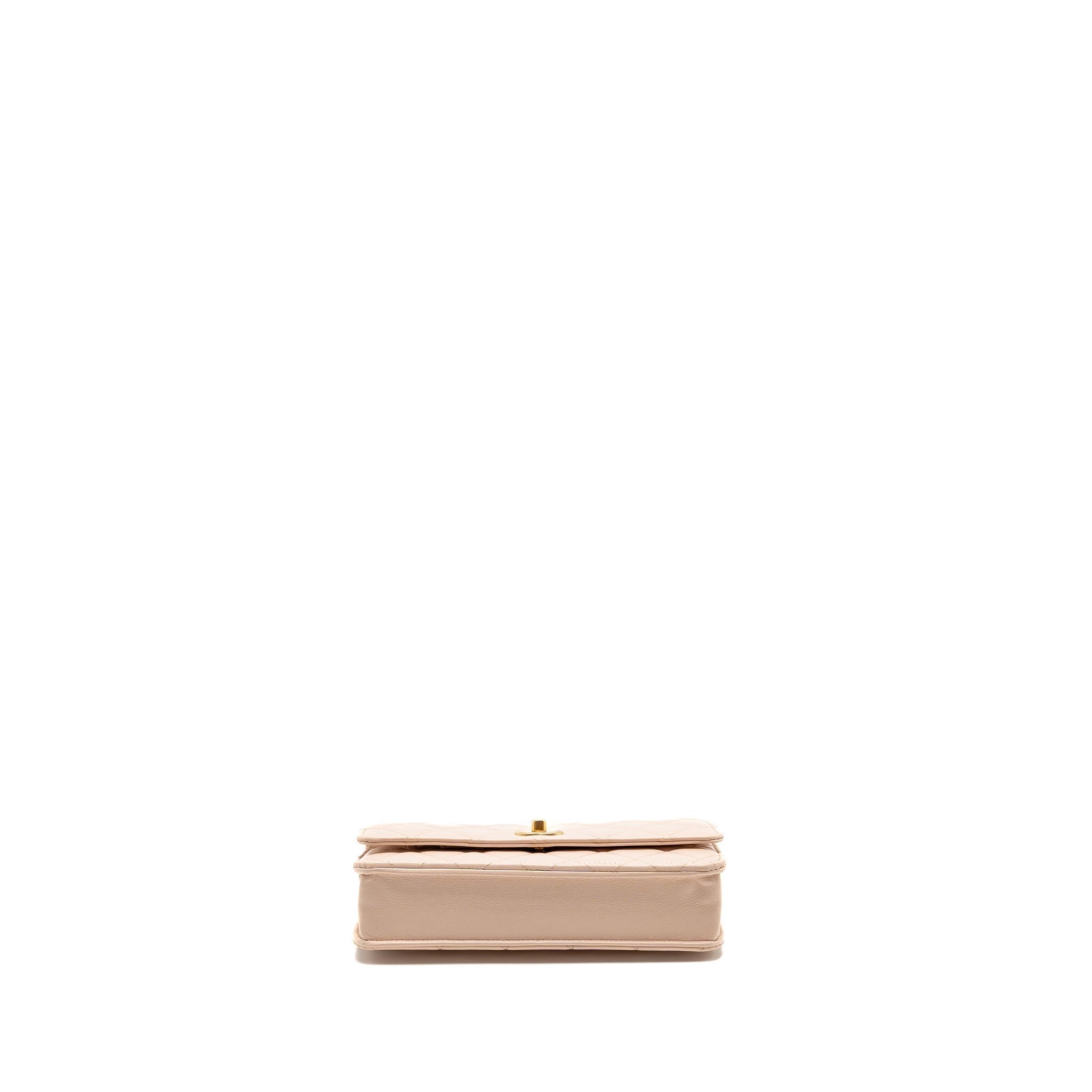 CHANEL PEARL CRUSH WALLET ON CHAIN LAMBSKIN LIGHT PINK GHW (MICROCHIP)