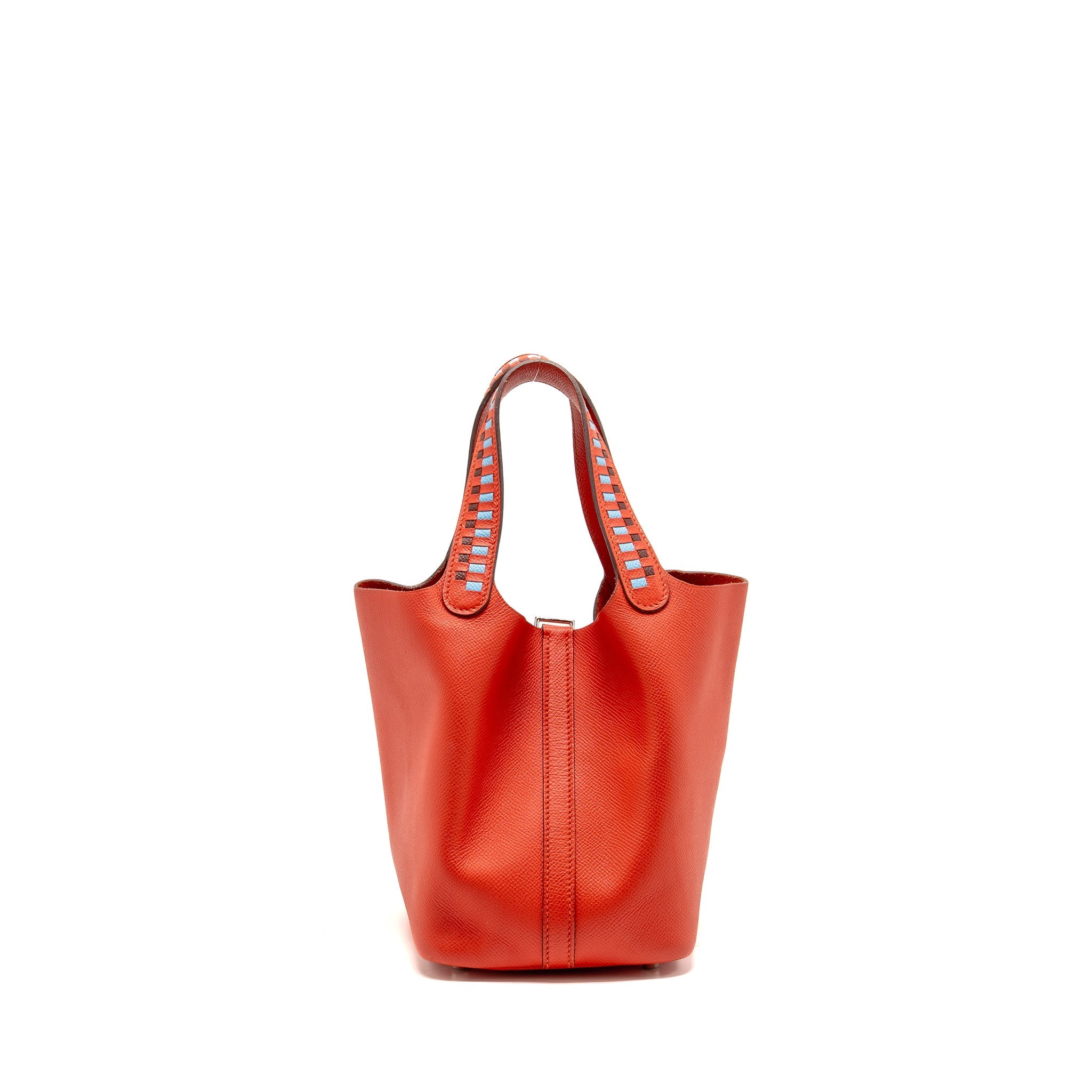HERMES PICOTIN 18 LOCK BAG EPSOM RED WITH MULTICOLOUR HANDLE SHW
