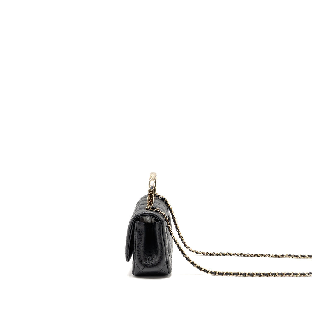 CHANEL 25S MINI COCO CRUSH HANDLE BAG CAVIAR BLACK LGHW (MICROCHIP)