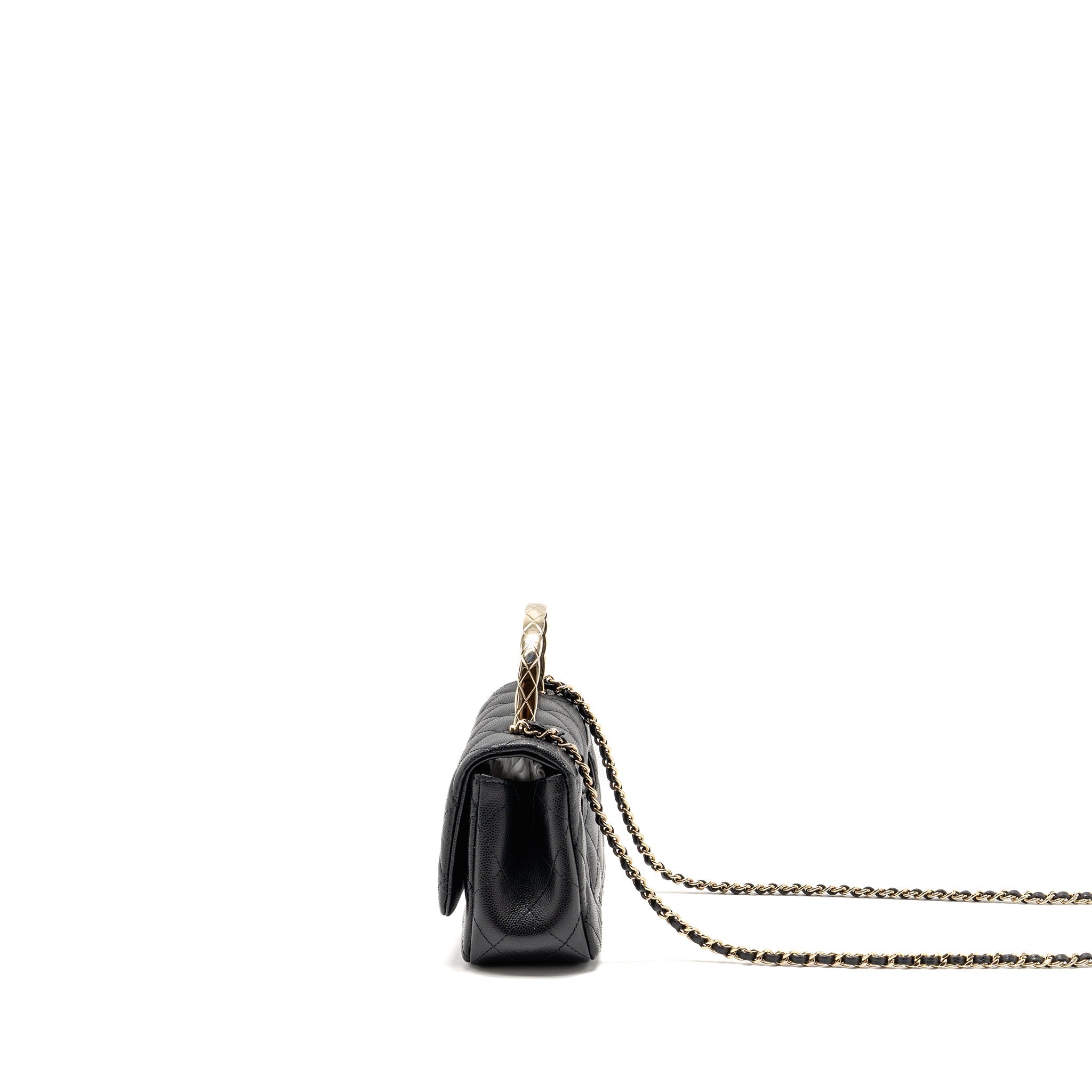 CHANEL 25S MINI COCO CRUSH HANDLE BAG CAVIAR BLACK LGHW (MICROCHIP)