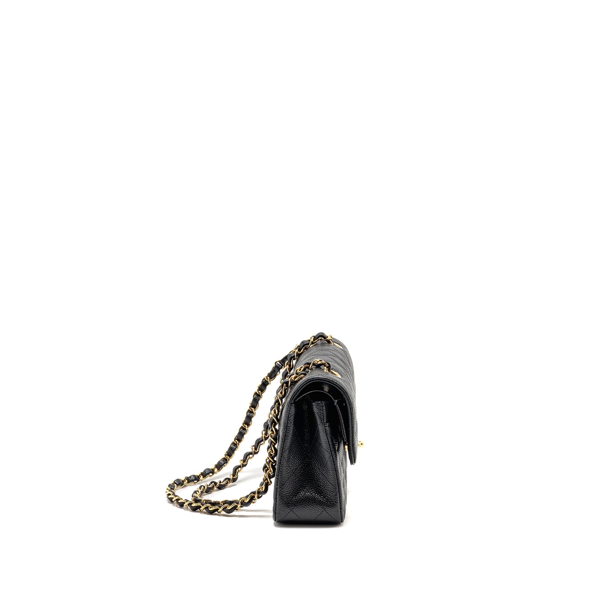CHANEL SMALL CLASSIC DOUBLE FLAP BAG CAVIAR BLACK GHW (MICROCHIP)