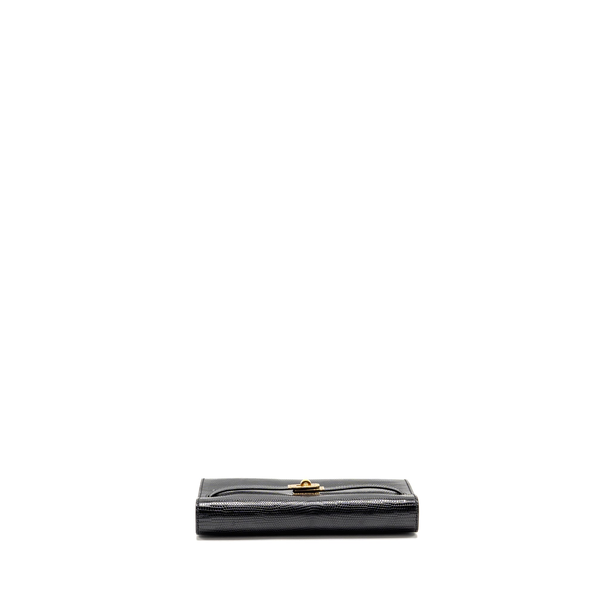 HERMES KELLY TO GO LIZARD NILOTICUS LISSE BLACK GHW