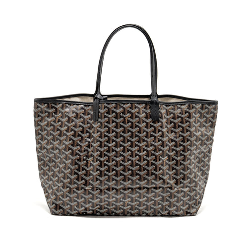 GOYARD SAINT LOUIS PM TOTE BAG GOYARDINE CANVAS/CALFSKIN BLACK SHW