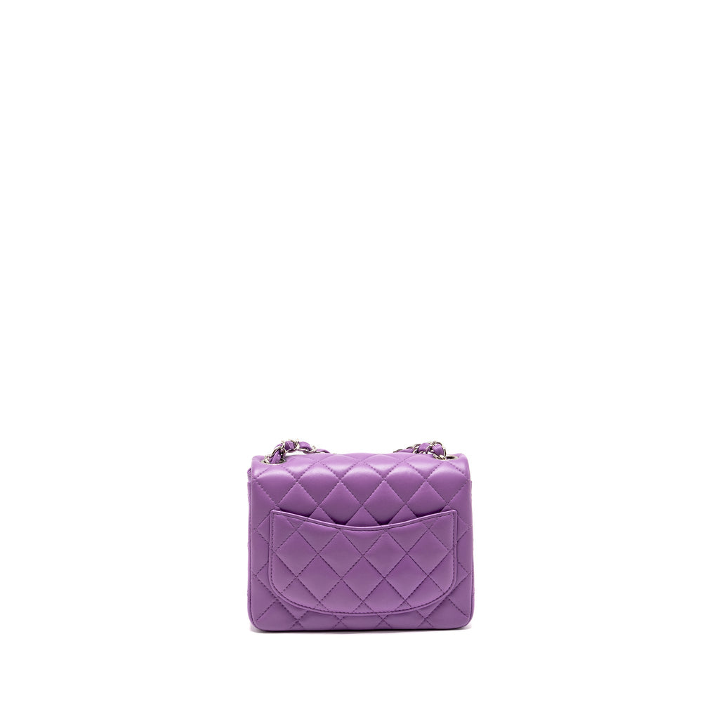 CHANEL MINI SQUARE FLAP BAG LAMBSKIN PURPLE SHW