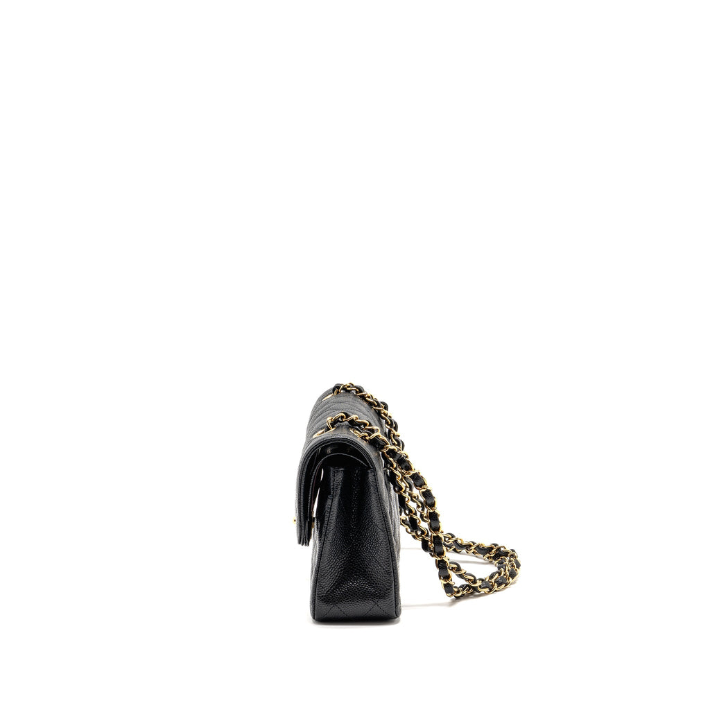 CHANEL SMALL CLASSIC DOUBLE FLAP BAG CAVIAR BLACK GHW (MICROCHIP)