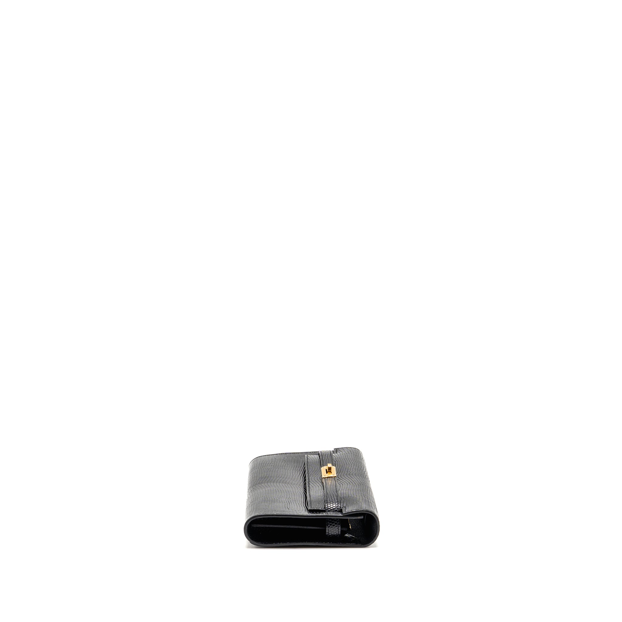 HERMES KELLY TO GO LIZARD NILOTICUS LISSE BLACK GHW
