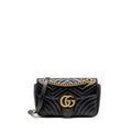 GUCCI MEDIUM GG MARMONT SHOULDER BAG CALFSKIN BLACK GHW