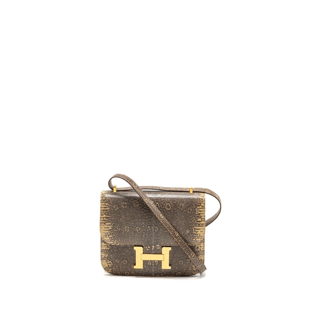 HERMES MINI CONSTANCE LIZARD NATURA LISSE DESERT GHW