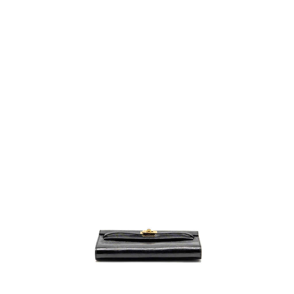 HERMES KELLY TO GO LIZARD NILOTICUS LISSE BLACK GHW