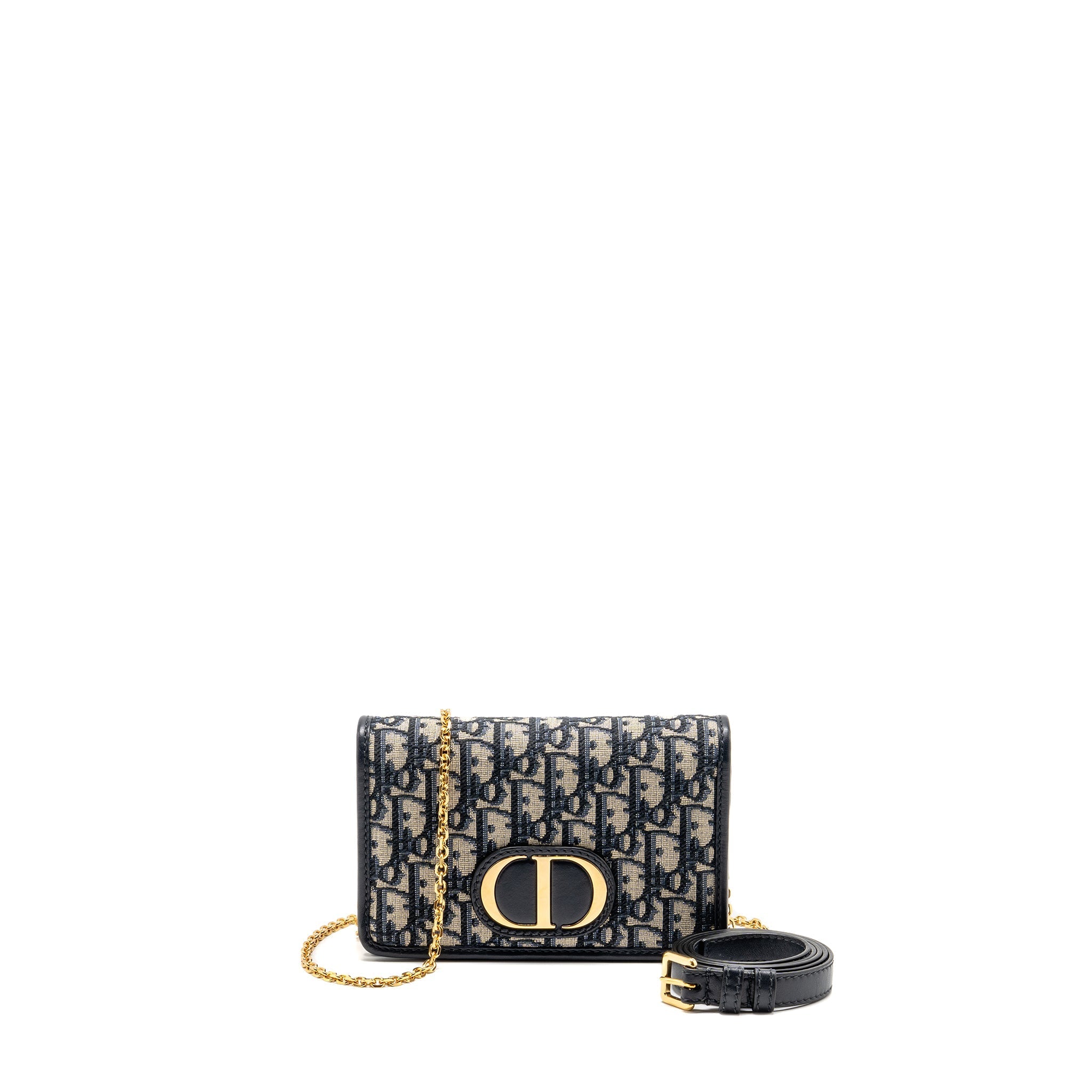 DIOR 2-IN-1 30 MONTAIGNE POUCH DIOR OBLIQUE JACQUARD BLUE GHW