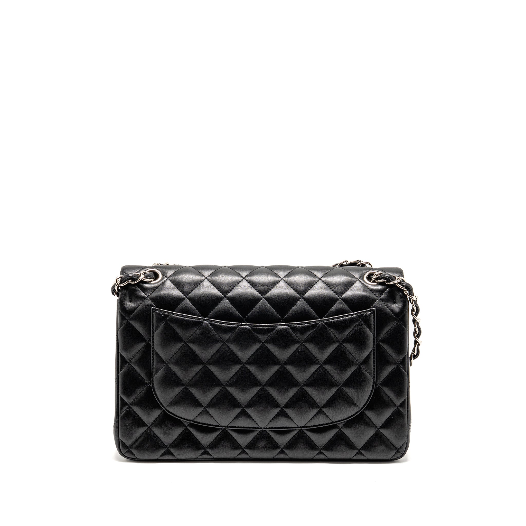 CHANEL JUMBO CLASSIC DOUBLE FLAP BAG LAMBSKIN BLACK SHW