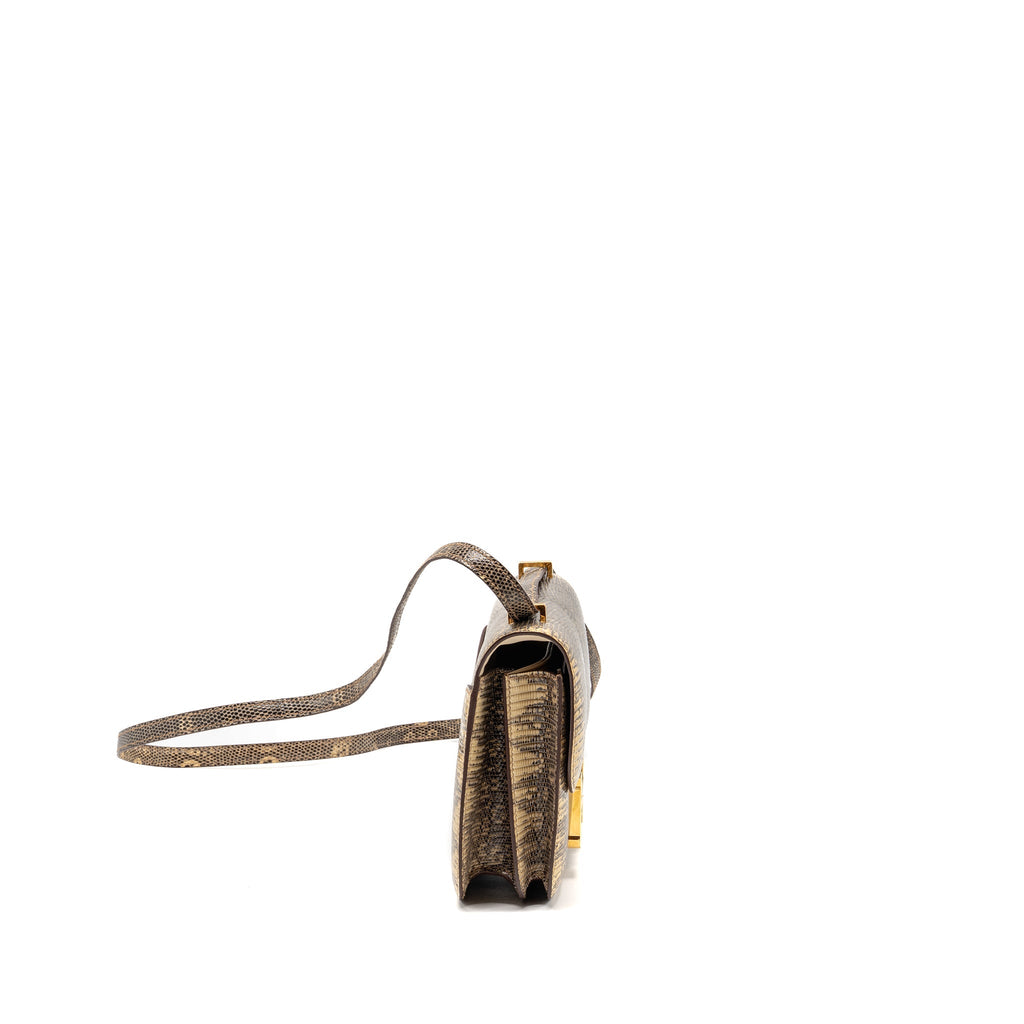 HERMES MINI CONSTANCE LIZARD NATURA LISSE DESERT GHW