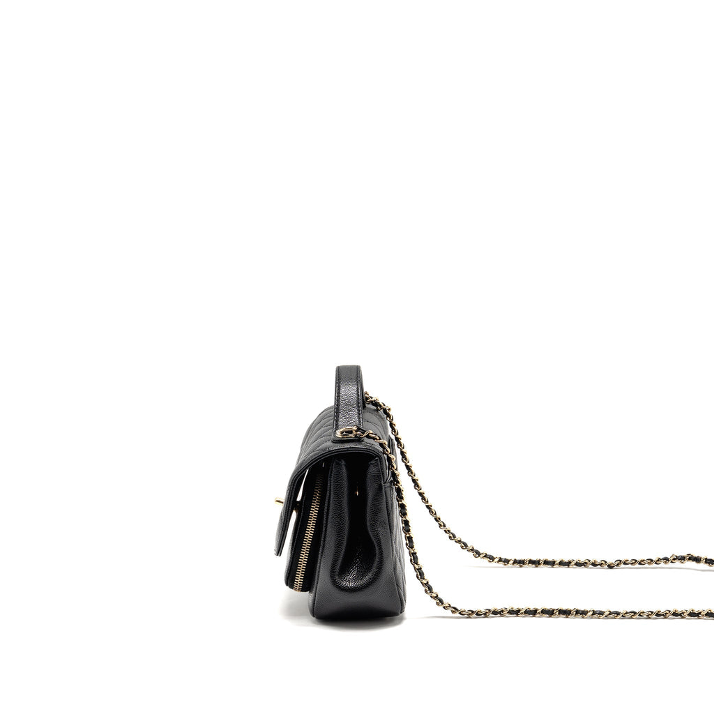 CHANEL SMALL BUSINESS AFFINITY CAVIAR BLACK LGHW (MICROCHIP)