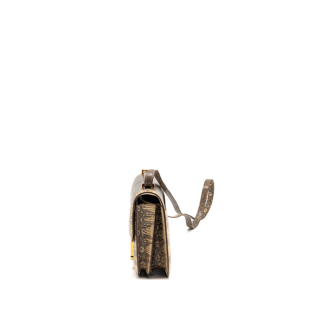 HERMES MINI CONSTANCE LIZARD NATURA LISSE DESERT GHW