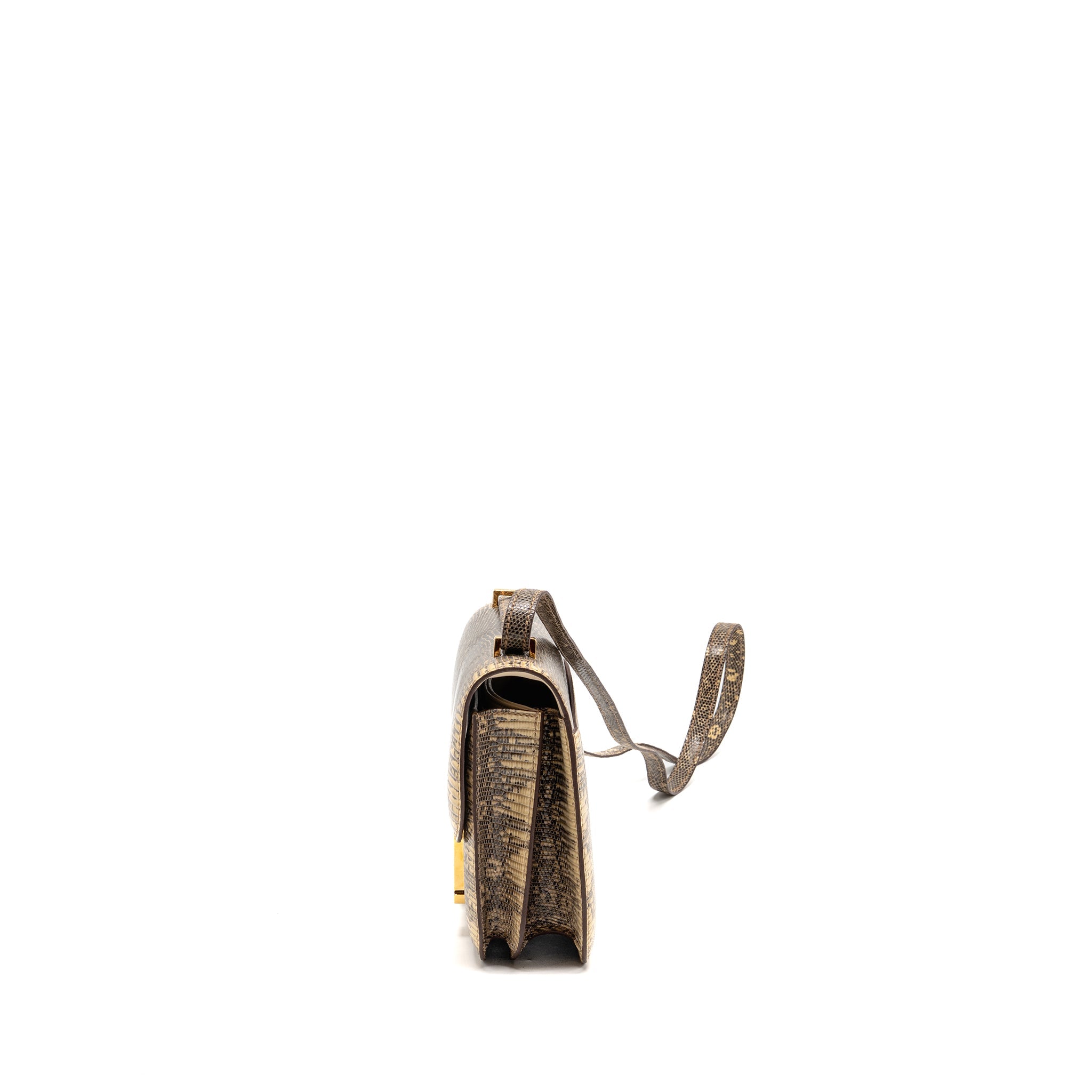 HERMES MINI CONSTANCE LIZARD NATURA LISSE DESERT GHW