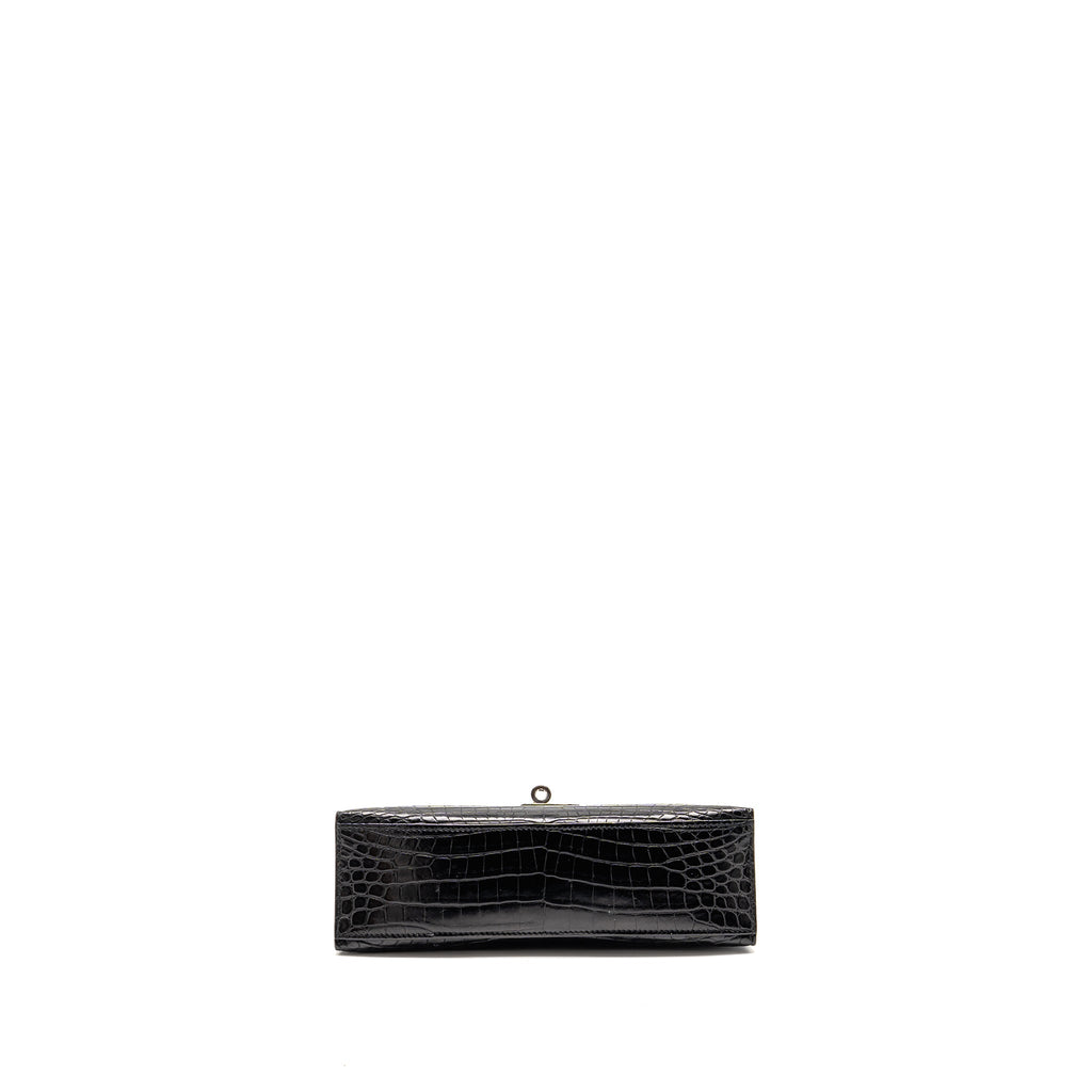 HERMES KELLY POCHETTE CROCODILE NILOTICUS MATT BLACK SHW