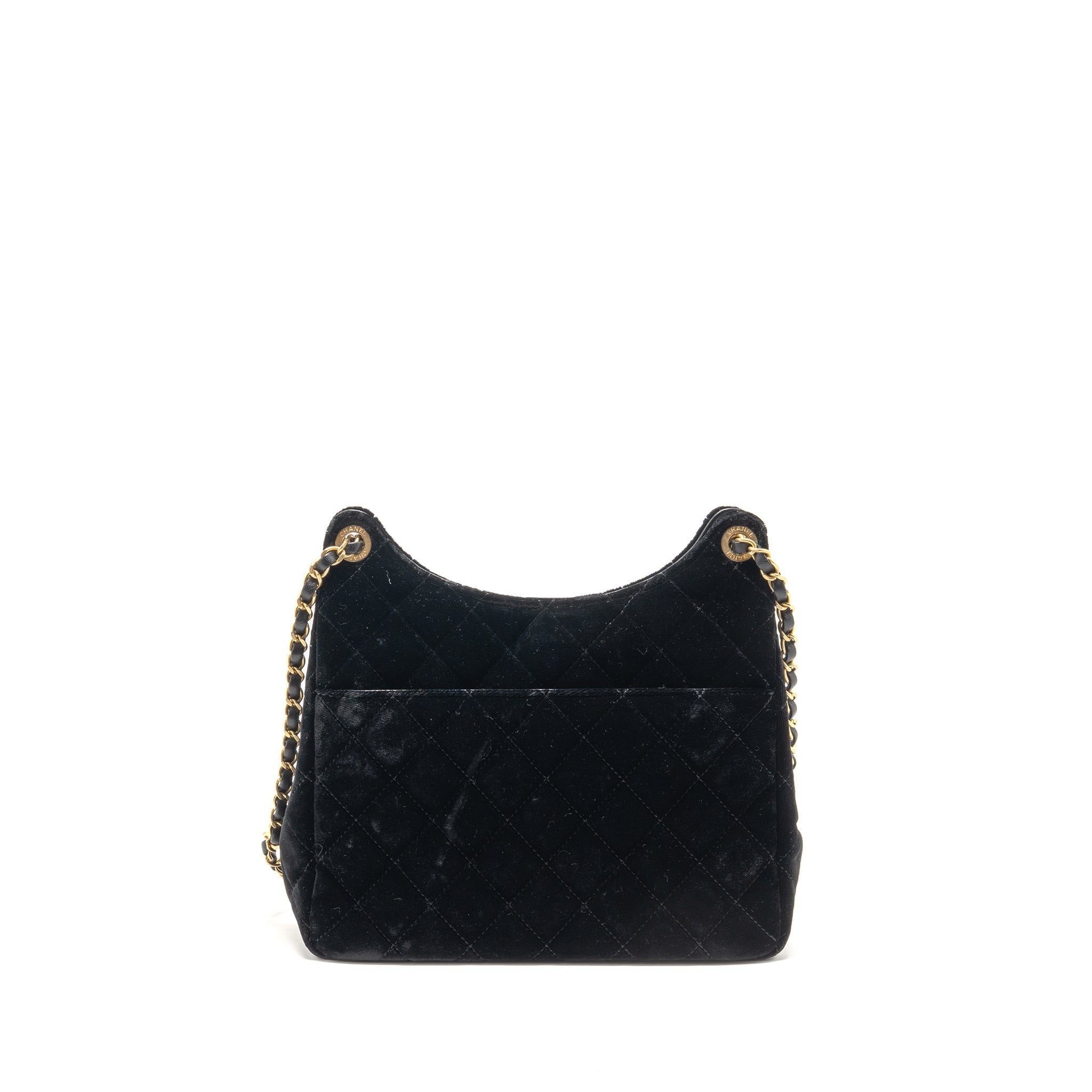 CHANEL 23B HOBO BAG VELVET BLACK GHW (MICROCHIP)