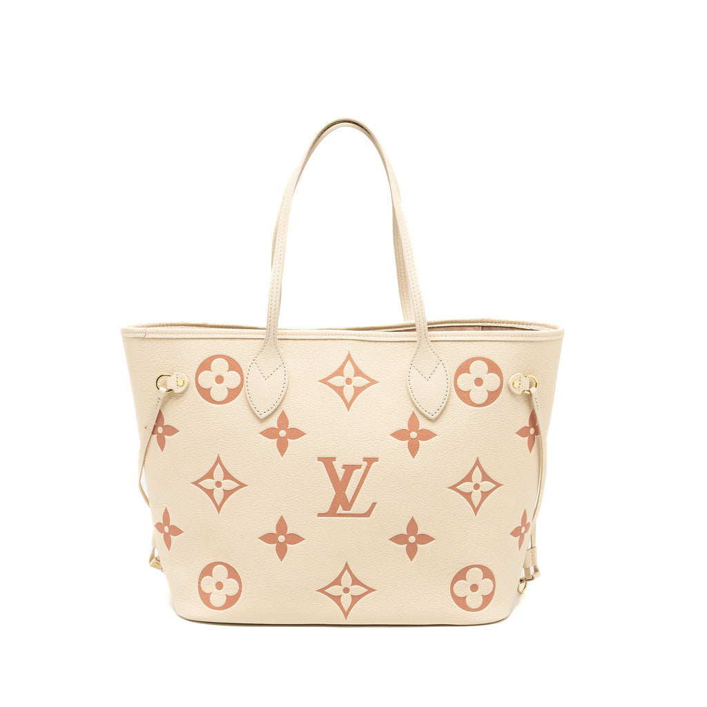 LOUIS VUITTON NEVERFULL MM MONOGRAM EMPREINTE CRÈME/ROSE TRIANON GHW